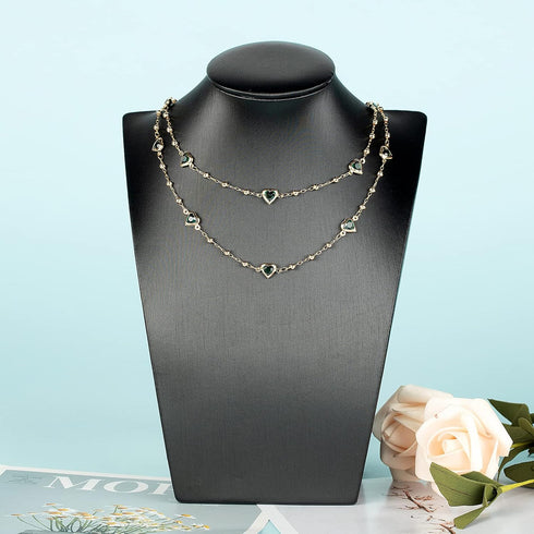 YOUBEIYEE Green Rhinestone Heart Chain for Jewelry Making, Gold Plated Brass Ball Bead Necklace Chain Bulk with Junp Rings and Lobster Clasps...