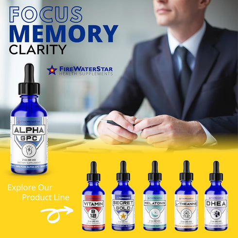 FWS Alpha GPC, 300 mg Liquid Alpha GPC Choline, Organic, Non-GMO, Fast Acting Nootropic Brain Supplement for Memory and Focus, Supports Healthy Br...