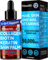 Liquid Collagen Peptides for Women - Complex with Biotin Vitamin, Hydrolyzed Keratin Protein and Saw Palmetto - Comprehensive Formula for Hair, Sk...