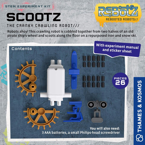 Thames & Kosmos ReBotz: Scootz – The Cranky Crawling Robot | Build a Wacky Motorized Robot! | Collect All 4 | Combine to Make New Robotic Creation...