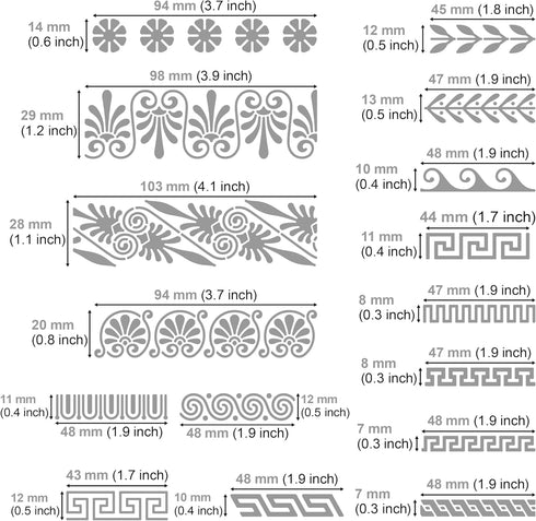 Aleks Melnyk No.36.3 Metal Journal Stencil, Greek Key, Border, Meander, Ornaments, Stainless Steel Stencil, Template Tool for Wood Burning, Pyrogr...