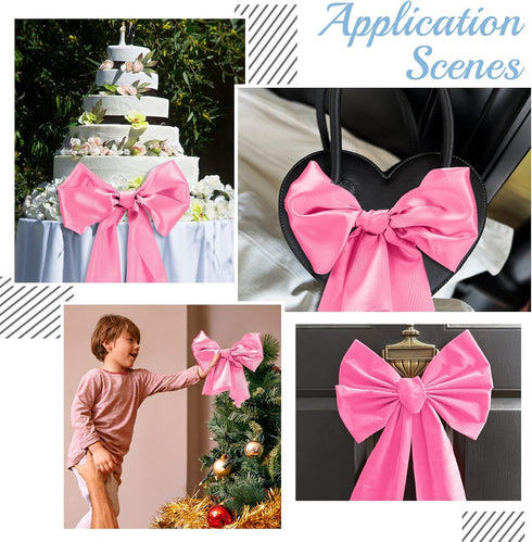 GORGECRAFT 27 Yards x 6 Inch Wide Double Faced Satin Ribbon Roll Pink Polyester Solid Fabric Large Ribbon for Gift Wrapping Grand Opening Chair Sa...