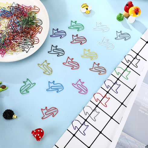 100 Pcs Paper Clips 1.34 x 0.8 Inches Multicolored Paper Clips Cute Paper Clips Journaling Supplies for Bookmark Study Gifts (Cat)...