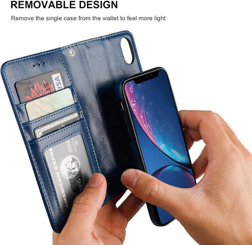 Bocasal for iPhone Xr Wallet Case with Card Holder PU Leather Magnetic Detachable Kickstand Shockproof Wrist Strap Removable Flip Cover for iPhone...