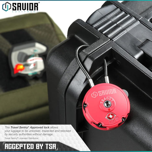 Savior Equipment Quality TSA-Approved 3-Digit Combination Cable Travel Luggage Locks for Rifle Bag Firearm Gun Case Accessories Ammo Boxes Outdoor...