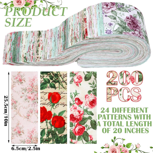 Ganeen 200 Pcs 2.56 Inch Sunflower Fabric Multicolor Patchwork Roll Solid Color Precut Quilting Strips Bundles Roll up Craft for DIY Quilting, and...