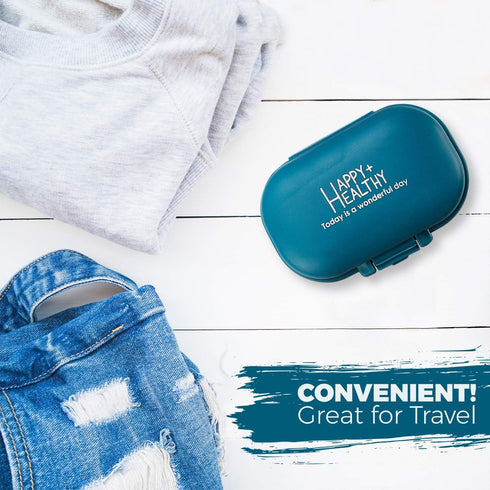 Daily Pill Organizer - (Pack of 2) Small AM PM Pill Organizer - Cute 4 Compartment Pill Organizer 2 Times a Day Case Box...