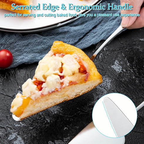 5 Pcs Pie Server Set, Stainless Steel Cake Cutter Pizza Spatula Server, Triangular Spade Pie Cutter Serving Utensils for Cutting Pizza, Cake, Pie,...