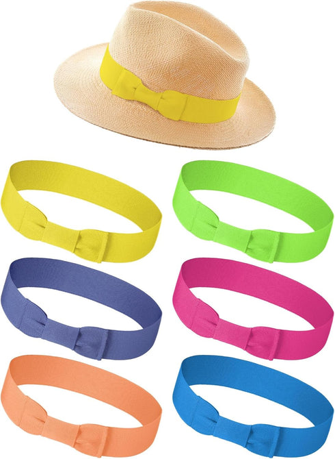 6 Pcs Stretchable Bowknot Hat Band Cowboy Hat Bands for Women Fedora Hat Bands Hat Ribbon Panama Straw Hat Accessories...