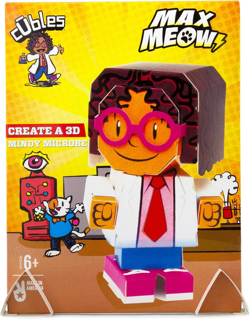 Cubles Mindy Microbe from Max Meow Series - Create a Fun Durable Paperboard Action Figure - Puzzle + Origami = STEM Craft Collectible - No Glue No...