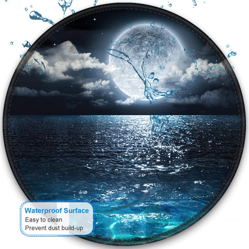 BOSOBO Mouse Pad, Round Moon Lake Mouse Mat, Cute Mouse Pad with Design, Non-Slip Rubber Base Mousepad with Stitched Edge, Waterproof Women Office...