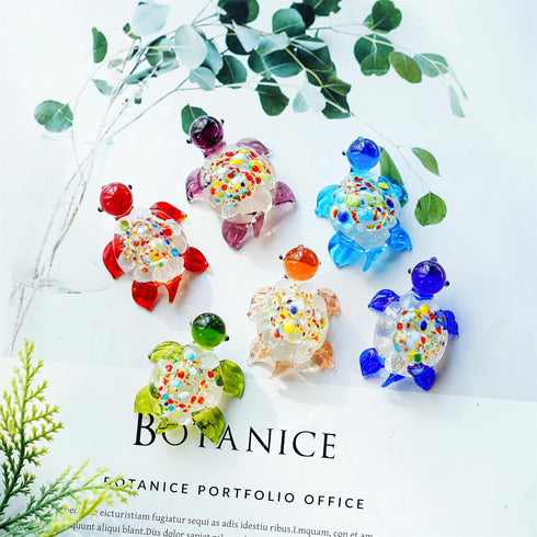 H&D HYALINE & DORA Handmade Mini Sea Turtle Art Glass Blown Sea Animal Figurine,Set of 6...