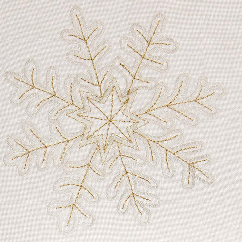 Saro Lifestyle Embroidered Snowflake Design Table Runner, Ivory, 16"x72"...