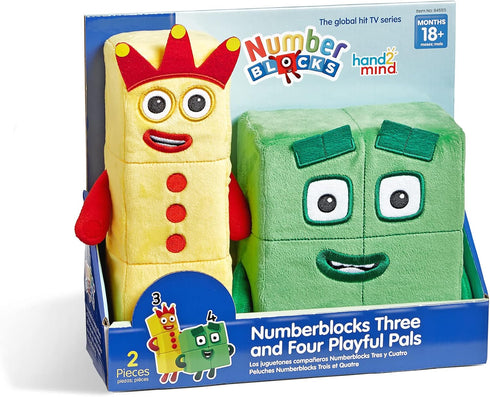 hand2mind Numberblocks Three and Four Playful Pals, Small Plush Figure Toys, Cute Plushies, Stuffed Toys, Preschool Number Toys, Math Learning Toy...