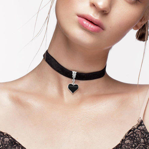 Vintage Black Choker Necklace for Women, Velvet Drip oil Black Heart Choker Necklace, Valentines Day Halloween Cosplay Party Jewelry, Adjustable L...