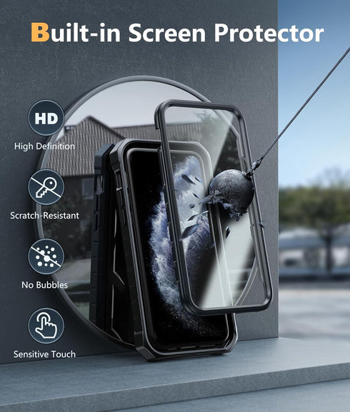 FNTCASE for iPhone 11 Pro Case: Military Grade Shockproof Dual Protective Cell Phone Cover with Kickstand - Rugged Full Protection Matte Textured ...