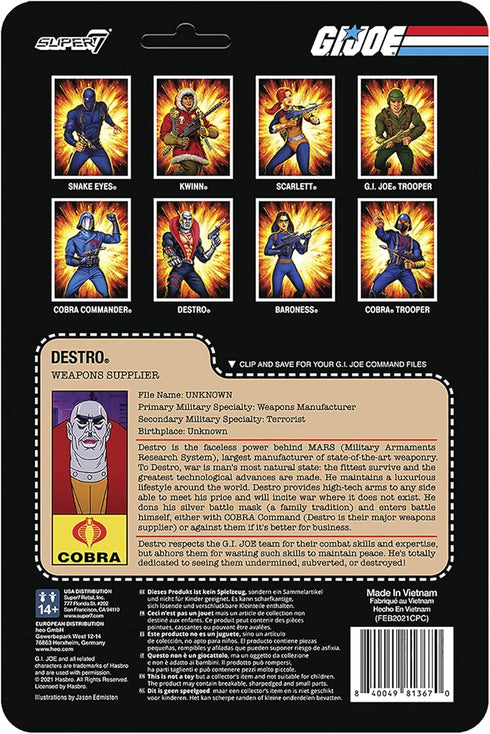 Super7 G.I. Joe Destro 3.75 in Reaction Figure...