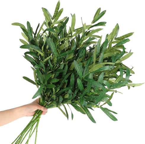 WILLBOND 8 Bundles Artificial Greenery Stems, Faux Olive Branches for Vases 43 Inch Tall Long Stem Olive Leaves Fake Plant for Floral Arrangement ...