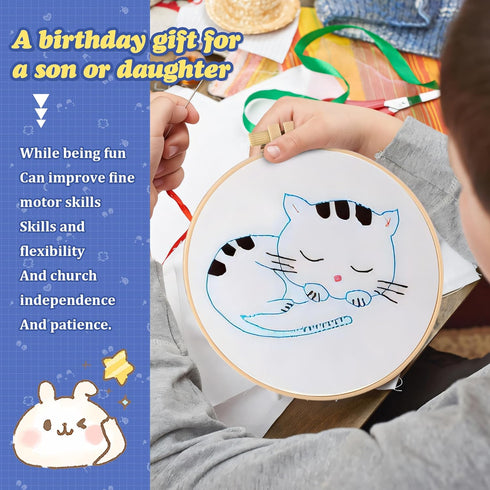FMTYAOIU Embroidery Kits for Beginners 4 Sets, Cross Stitch with Stamped Patterns and Instructions, Needlepoint Funny Hobby Kits with Embroidery H...