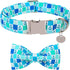 Dog Collar with Bow Tie, Comfortable Cotton Summer Dog Bowtie Collar, Durable Metal Buckle Cute Pet Collar for Medium Girl Boy Dog, M, Neck 13.5-2...