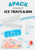 DOQAUS Ice Cube Tray with Lid and Bin, 4 Pack Ice Trays for Freezer, Easy Ice Pop Out Silicone Ice Cube Trays for Freezer with Cover, Stackable St...