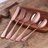 5-Piece Rose Gold Silverware Flatware Set Service for 1 Stainless Steel Cutlery Set Include Dinner Knife Table Fork Table Spoon Salad Fork Tea Spo...