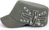 Men Women Soft Washed Cotton Adjustable Flat Top Military Army Hat Cadet Cap Zip Studs Embroidery Patch...