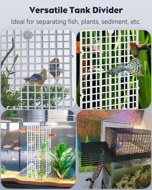 Pawfly 4 Pack Aquarium Fish Tank Divider, Plastic Aquarium Grid Divider, Egg Crate Divider Tray Grid Fish Tank Bottom Isolation Separator for Aqua...