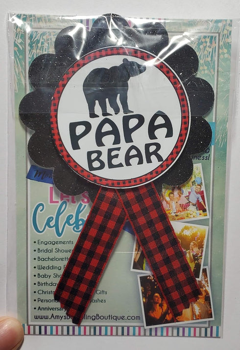 Papa Bear Daddy to Be Pin Buffalo Plaid Baby Shower for dad to wear at Gender Reveal, Red & Black Pin, Baby Sprinkle...
