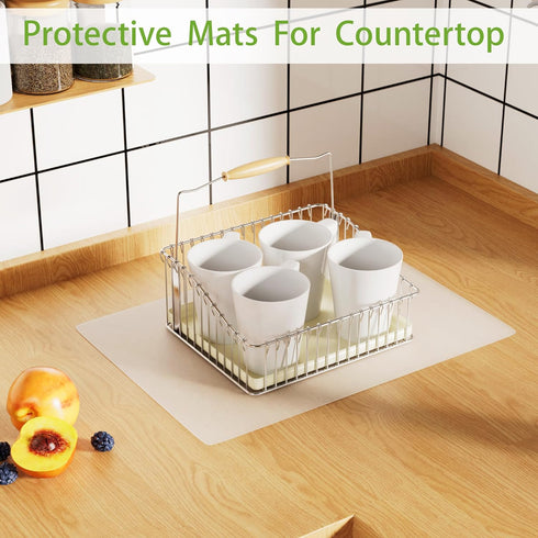 Clear Silicone Mat for Kitchen Counter, 10.24”x 14.2”(1MM) Non-slip Countertop Protector Liner, Small Non-Stick Baking Mat, Heat Resistant Placema...