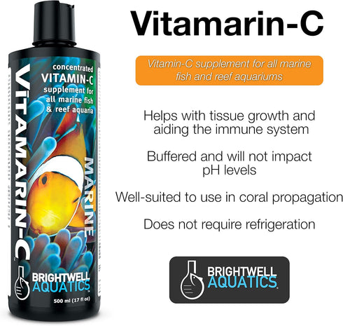 Brightwell Aquatics Vitamarin C - Concentrated Vitamin C Supplement for Marine Aquariums 250ml...