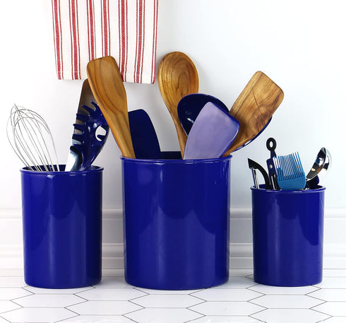Reston Lloyd Multipurpose Crock Organize All Kinds of Utensils & Kitchen Tools, Extra Large Holder, Indigo...