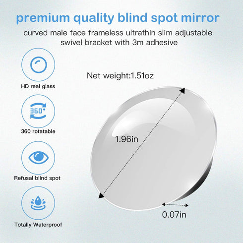 2pcs Blind Spot Mirror, 360 Degree Adjustabe HD Glass, 2" Round HD Glass Convex Rear View Mirror, for any Car, Van, Suv and Trucks....