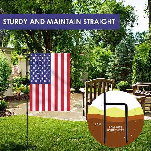 hogardeck Garden Flag Holder Stand, Thickened Pole Sturdy and Straight Premium Yard Flag Holder Weather-Proof Metal Flagpole for American Flag, Ch...