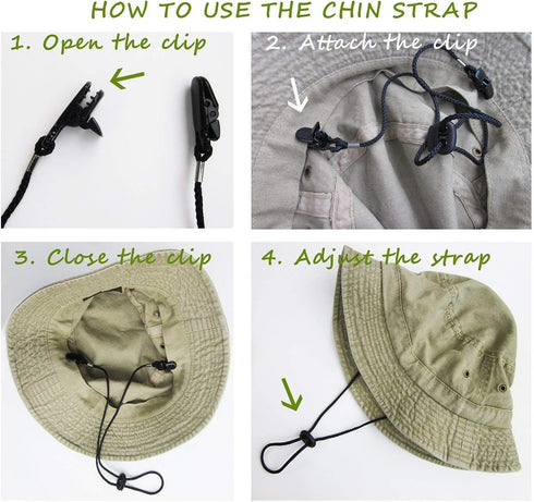 Set of 2 Cap Clips and Hat Chin Strap Windproof Clip Universal Clip Anti-lost Strap Multi-function Clip with Strap for Golfing, Fishing, Boating, ...