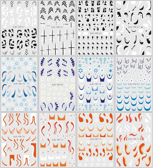 JMEOWIO 12 Sheets Flower Daisy Nail Art Stickers Decals Self-Adhesive Pegatinas Uñas Spring Summer Floral Nail Supplies Nail Art Design Decoration...