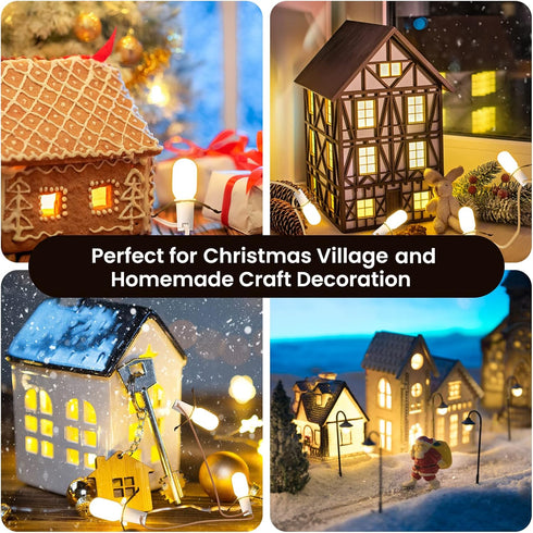 Remote Control Lighting System, 6.5Ft Accessory Cord with 3LED C7 Warm White Bulbs, Built-in 4 Lighting Modes and Timer, Perfect for Halloween Chr...