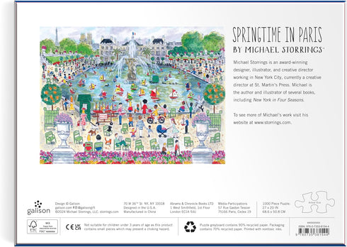 Galison Springtime in Paris – 1000 Piece Michael Storrings Puzzle Featuring The Ornamental Grand Bassin Pond in The Spring...