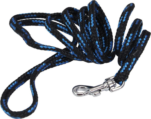Dogs My Love 6ft Long Braided Rope Dog Leash Blue with Black 6 Sizes (XXSmall: 6ft Long; 0.15" Diam (4mm))...