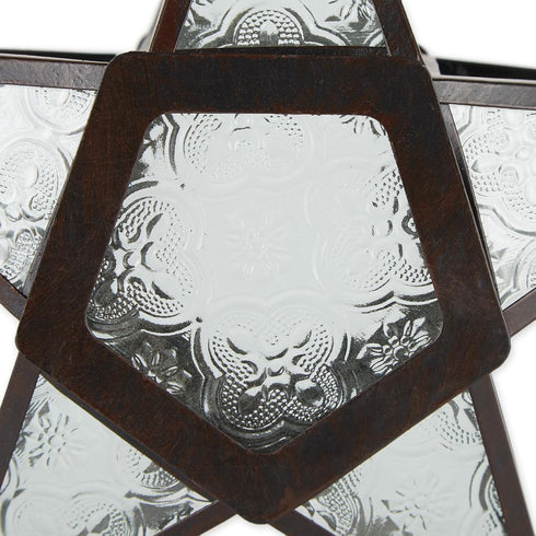 Zings & Thingz Beautiful Hanging Star Candle Lantern, Decorative Iron Light Home Decor, 9.5" Tall, Clear Glass...