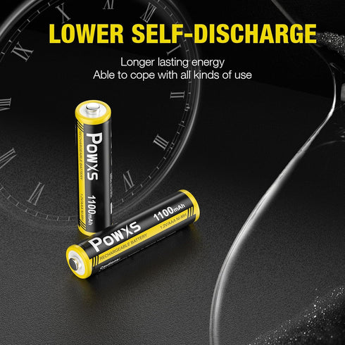 POWXS High Power Rechargeable AAA Batteries - Pre-Charged 1100mAh Ni-MH Triple A Batteries, Low Discharge, Long-Lasting (Pack of 8)...