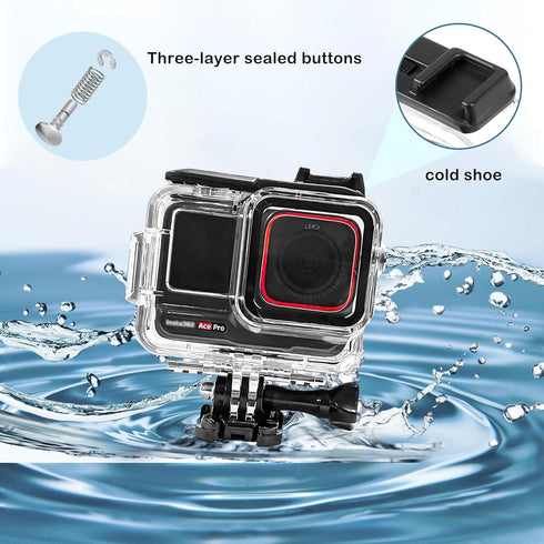 PCTC 60M(197ft) Waterproof Case for Insta360 Ace Pro, Accessories for Insta 360 Ace Pro Waterproof Case,Protective Underwater Dive Housing Shell w...