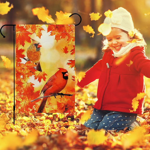 2 Pack Fall Thanksgiving Pumpkin Garden Flag Halloween 12 x 18 Inch Double Sided Vertical Burlap Cardinals Bird Fall Garden Flag for Seasonal Holi...