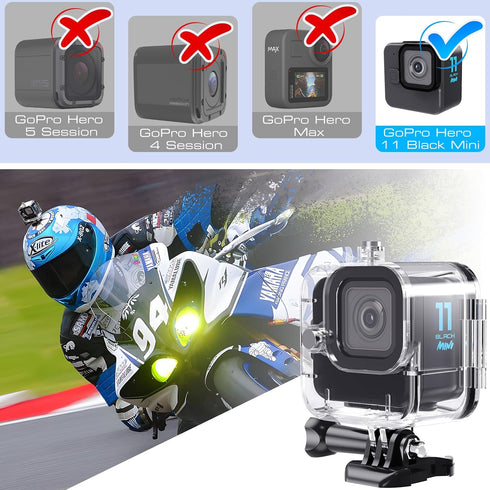 HONGDAK Waterproof Housing Case for GoPro Hero11 Black Mini,169ft/60M Diving Protective Housing Shell for Hero 11 Mini Action Camera Underwater Di...