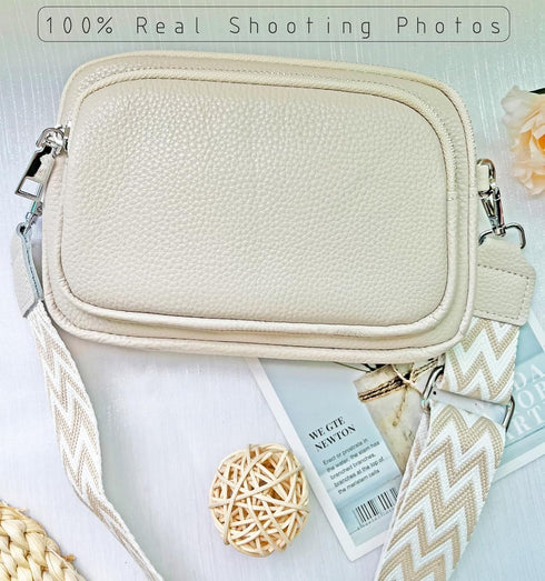 Small Crossbody Bag for Women Genuine leather Crossbody Purses with Wide Guitar Strap Shoulder Handbag Satchel...