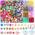 1450Pcs Fruit Smiley Clay Beads for Bracelet Making Kit Jewelry Necklace Gifts, Handmade Polymer Beads with Colored Stars, Letters and Crystal Ela...
