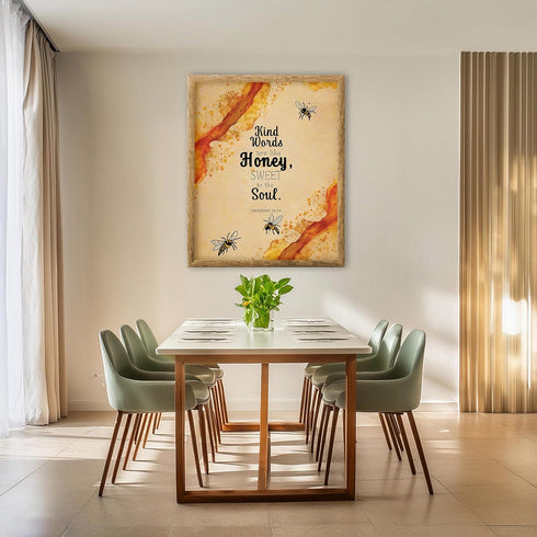 Posterizer 1 pcs-kind words are like honey-Religious Posters-Comedy Art-Gift for Daughter, Son, Kids-Gifts for Christians - Decor for Home & Offic...