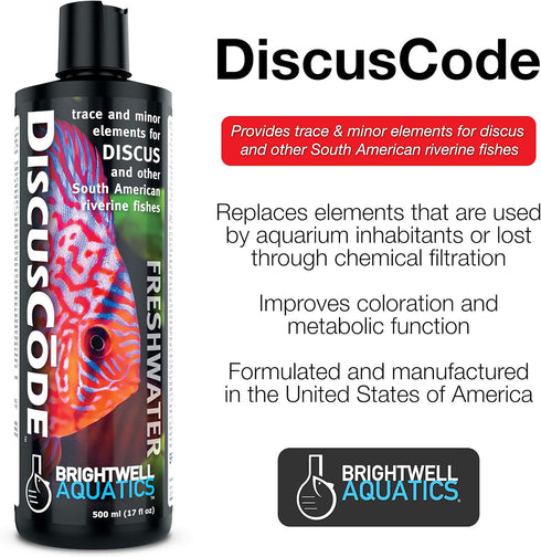 Brightwell Aquatics DiscusCode - Trace & Minor Elements for Discus & Other South American Riverine Fishes 250-ml...