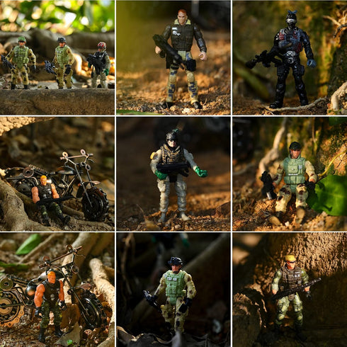 18 Pcs Special Forces Army Men Soldier Combat Movable Action Figures Army Guys Plastic Toy Soldiers Playsets Military Toy Men with Military Weapon...