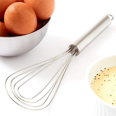 Chef Grade, Non Scratch 10" Flat Bottom Whisk. Best Stainless Steel Roux Whisks for Deglazing Pans. Perfect Metal Hand Whip for Cooking Soup. Whis...